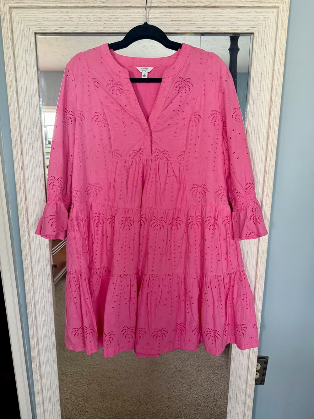 Crown & Ivy Belk Tiered Pink Women's Dress - Medium